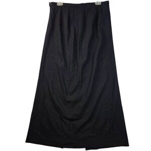 Gett Wool Maxi Skirt L Black Split Detail Classic Long Length New with Tags